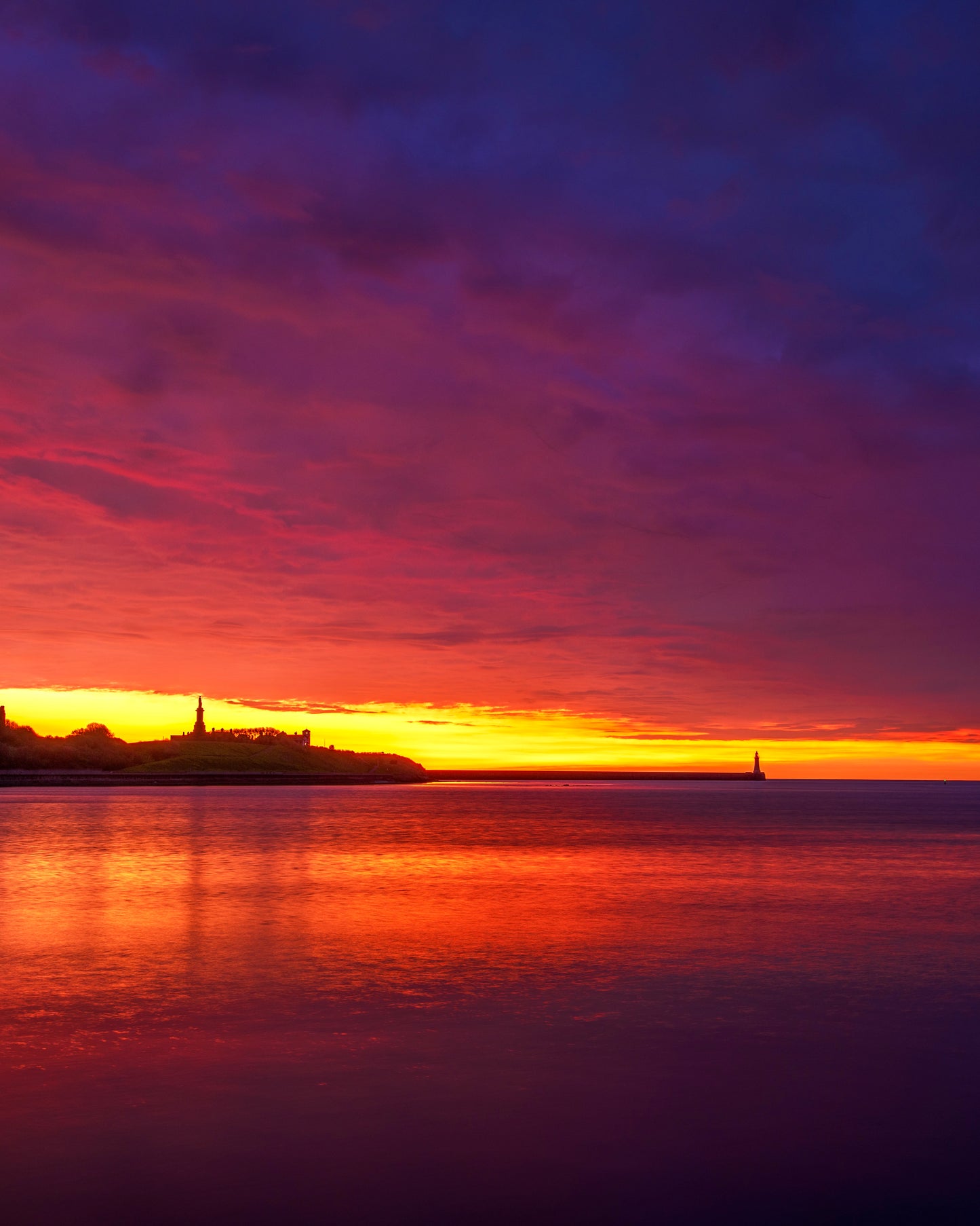 Vibrant sunrise at Tynemouth.