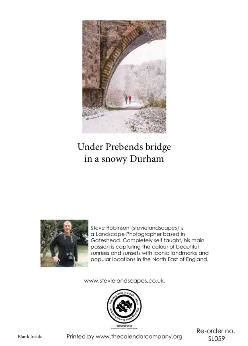 Under Prebends Bridge in a snowy Durham.
