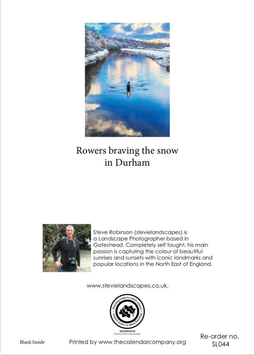 Rowers Braving the Snow in Durham.