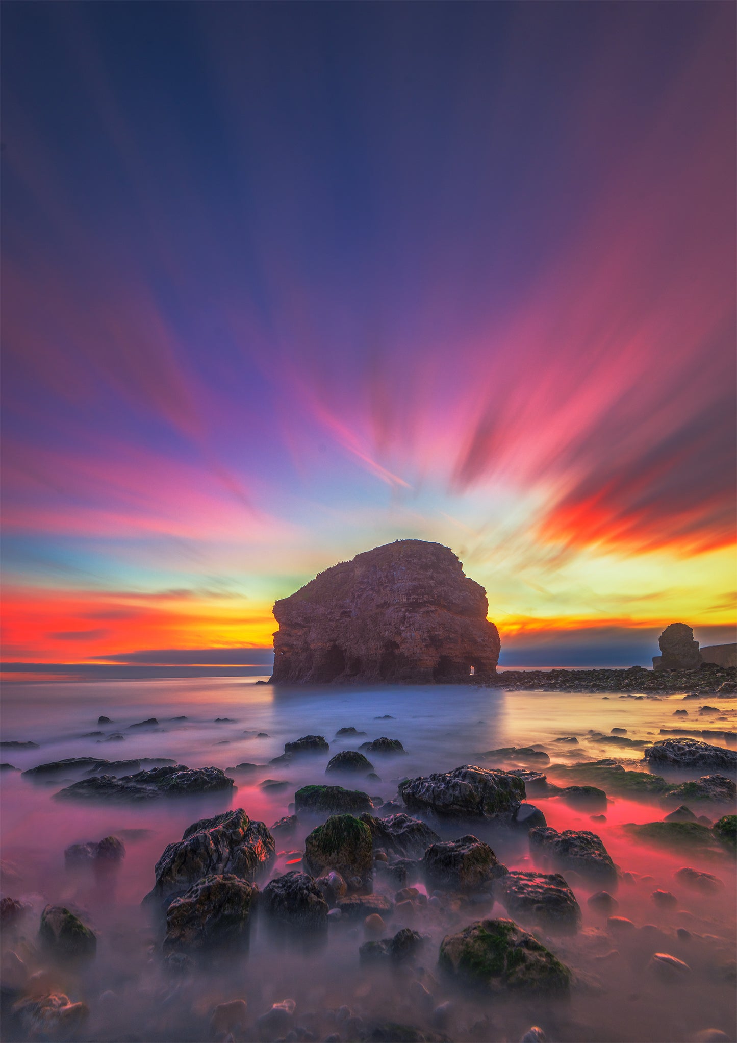 Long exposure sunrise at Marsden Rock.
