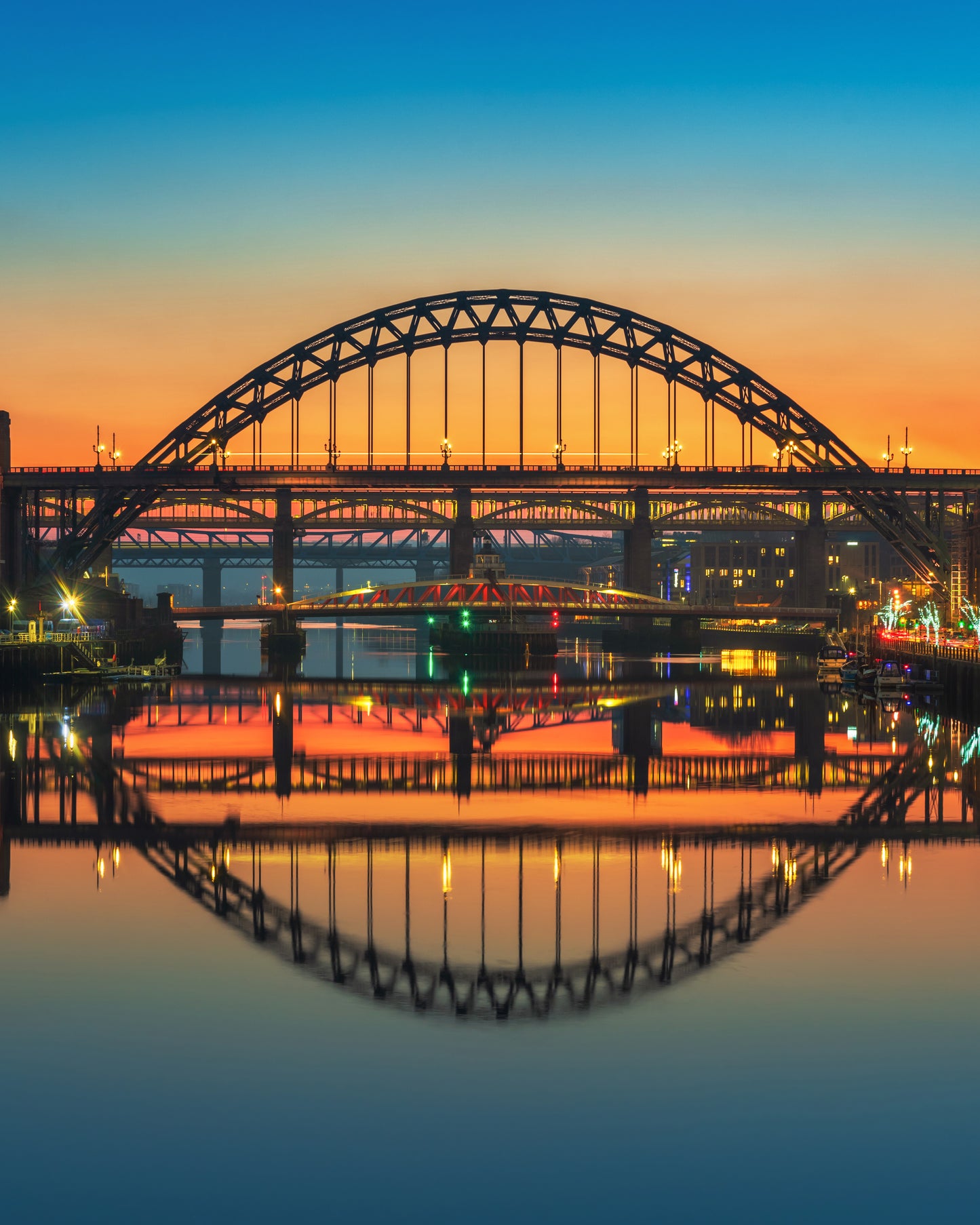 Tyne Bridge symmetry in the blue hour.