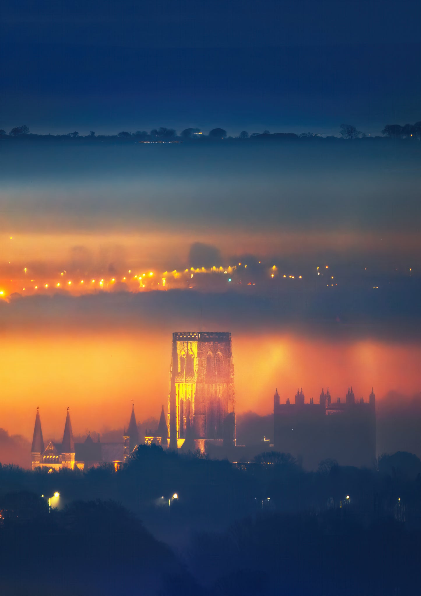 Durham Cathedral Glowing in the evening mist.