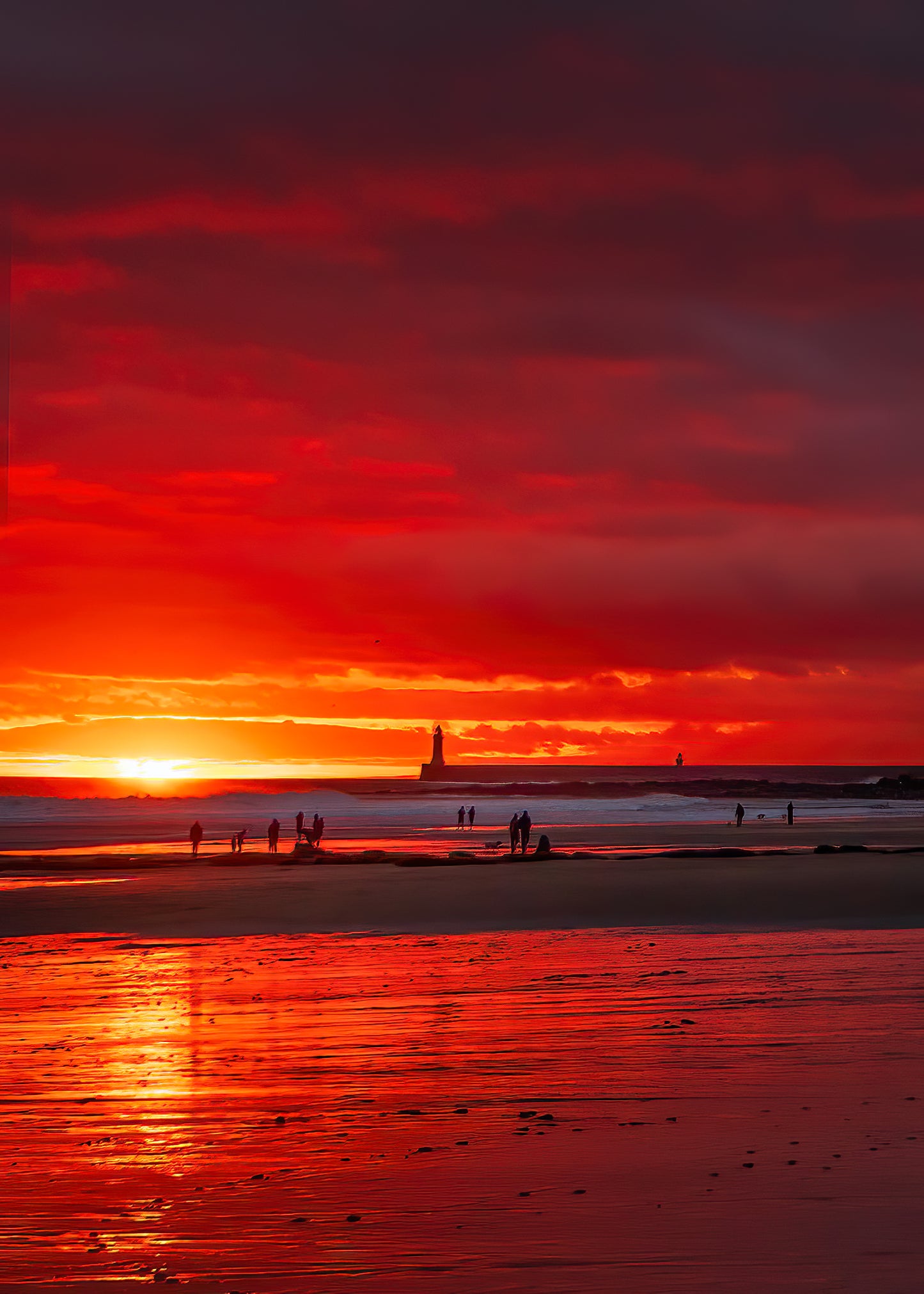 Blood red sunrise at Tynemouth