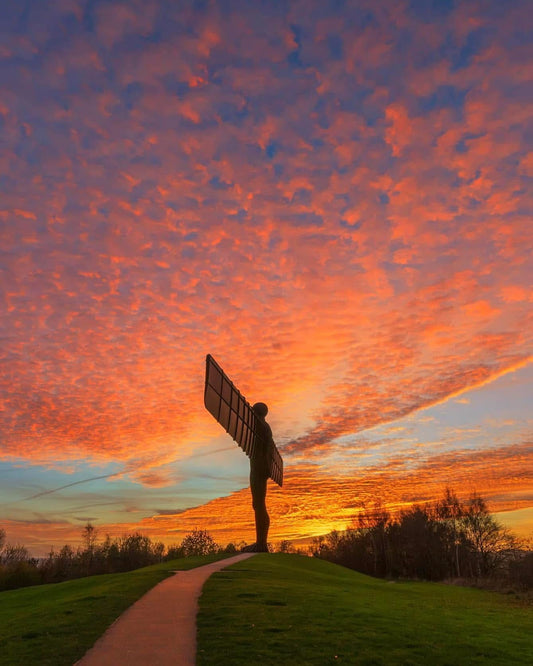 Orange Mackerel Sky at the Angel of the North.