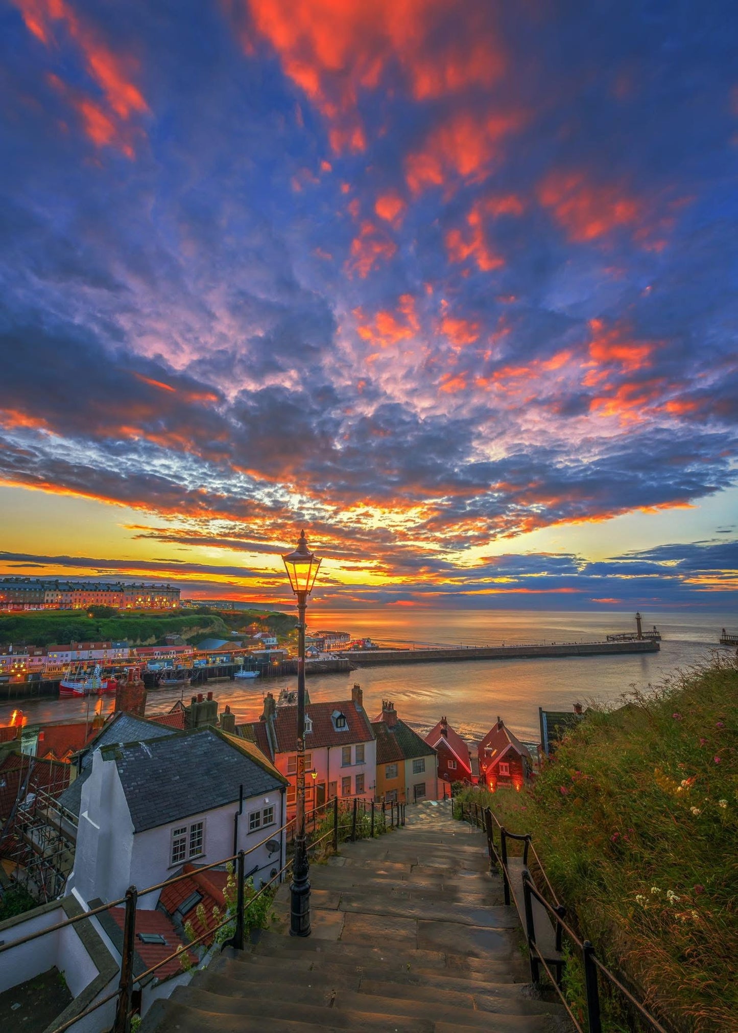 The Whitby steps after sunset.