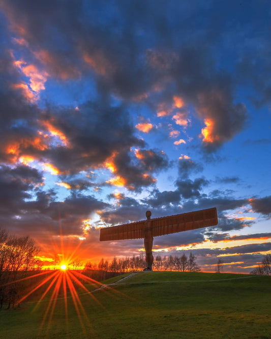 Vibrant sunset at the Angel of the North.