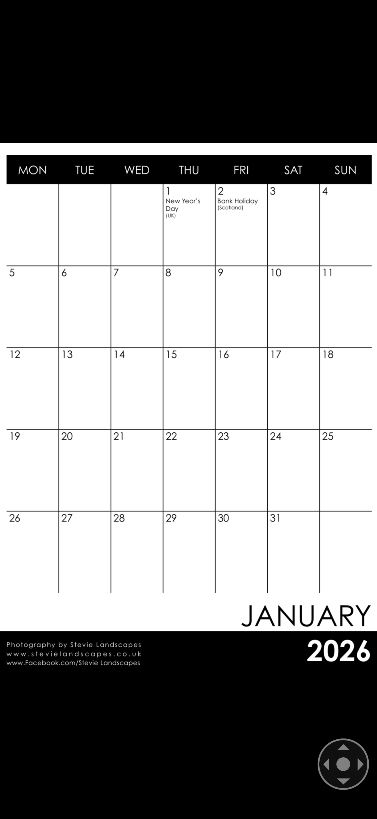 Stevielandscapes 2026 calendar of north east England with free A5 Print of Sycamore Gap in the golden hour.
