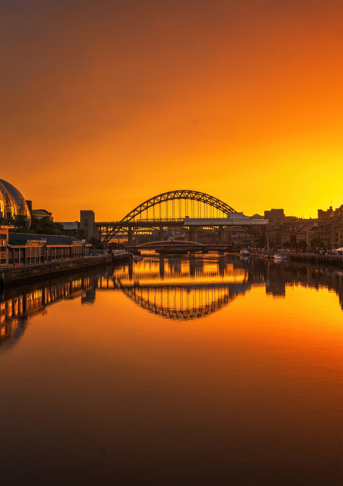 An epic glowing sunset over Newcastle.