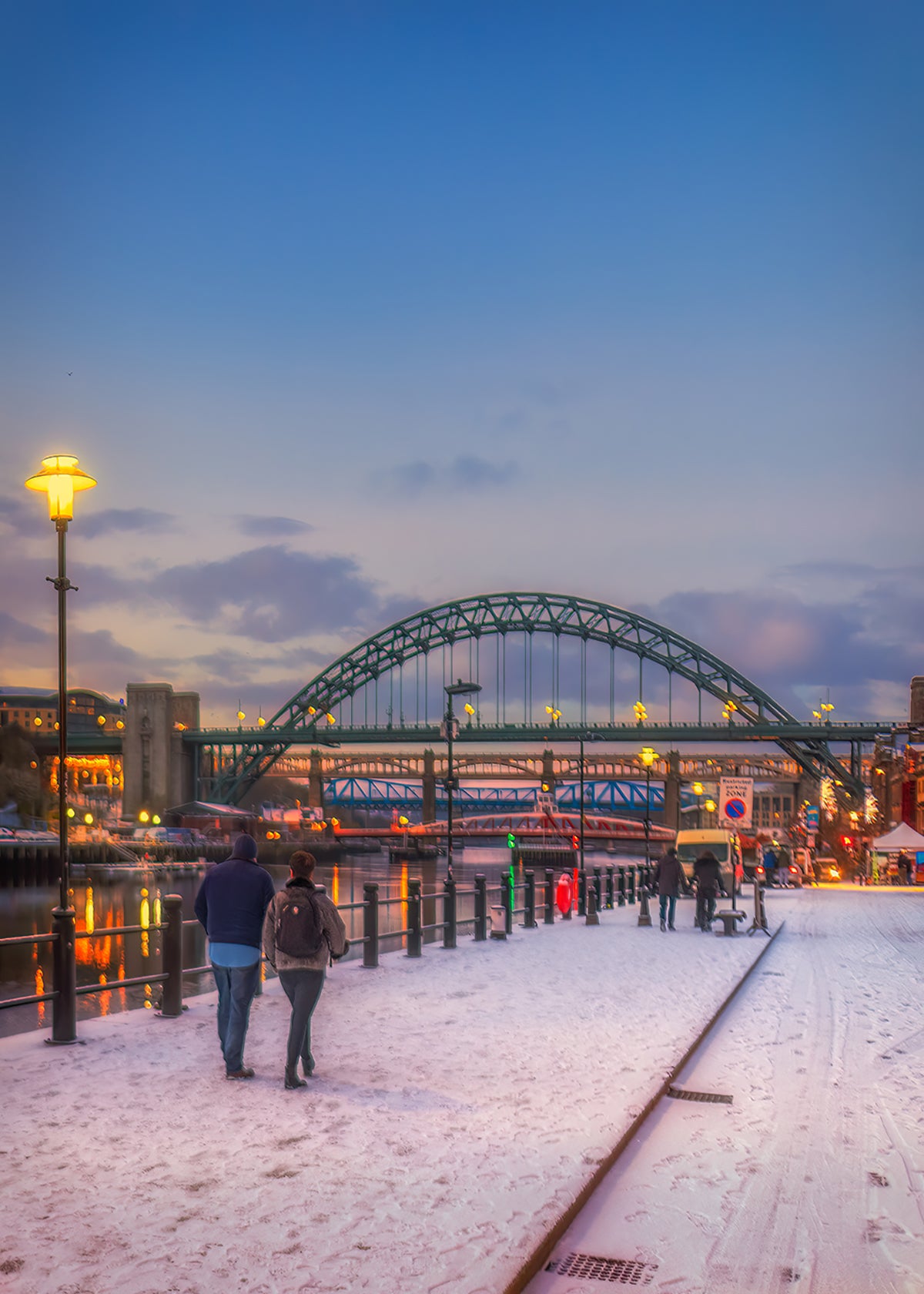 Newcastle Quayside in the snow.