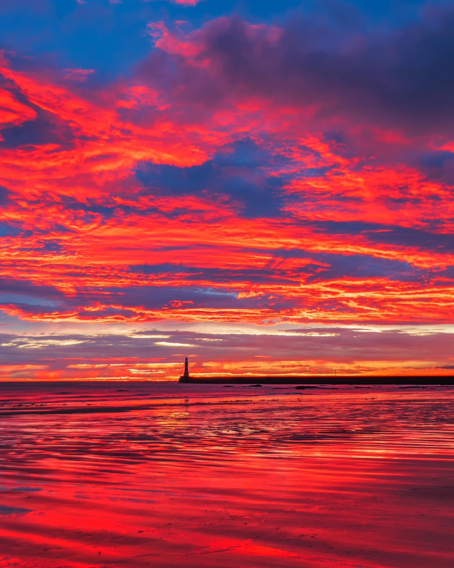 Stunning sky colours at Roker beach.