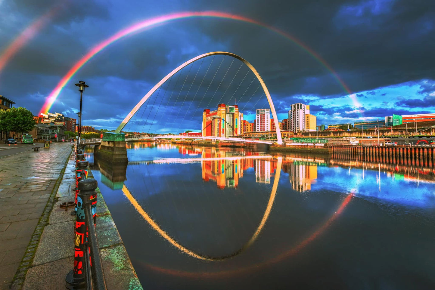 Rainbow around Millennium Bridge.