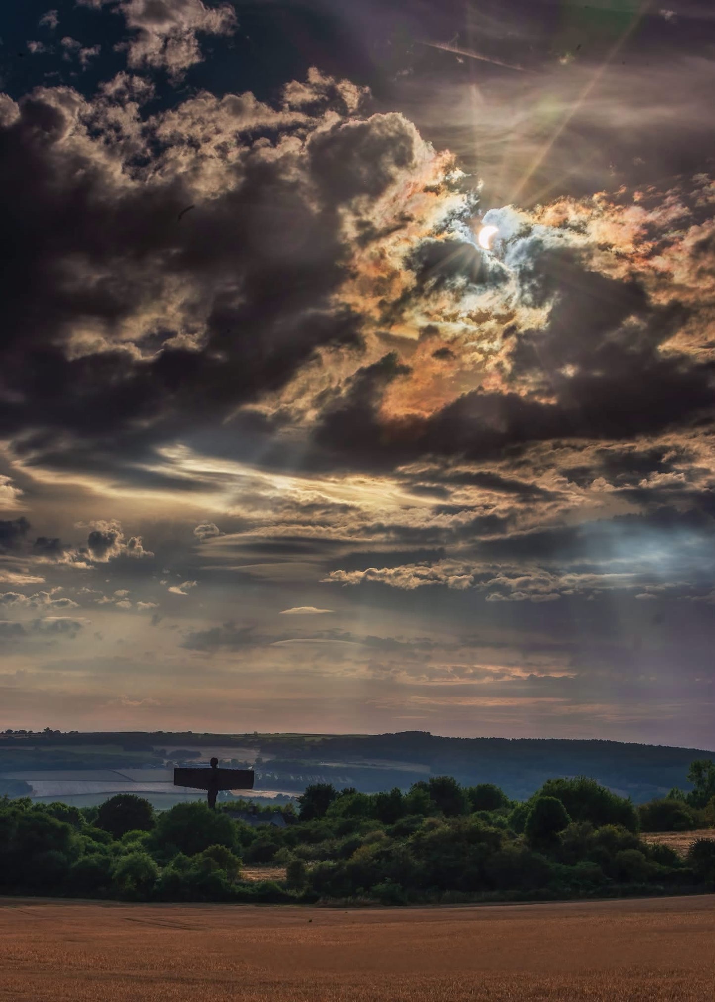The solar Eclipse over the Angel of the North.