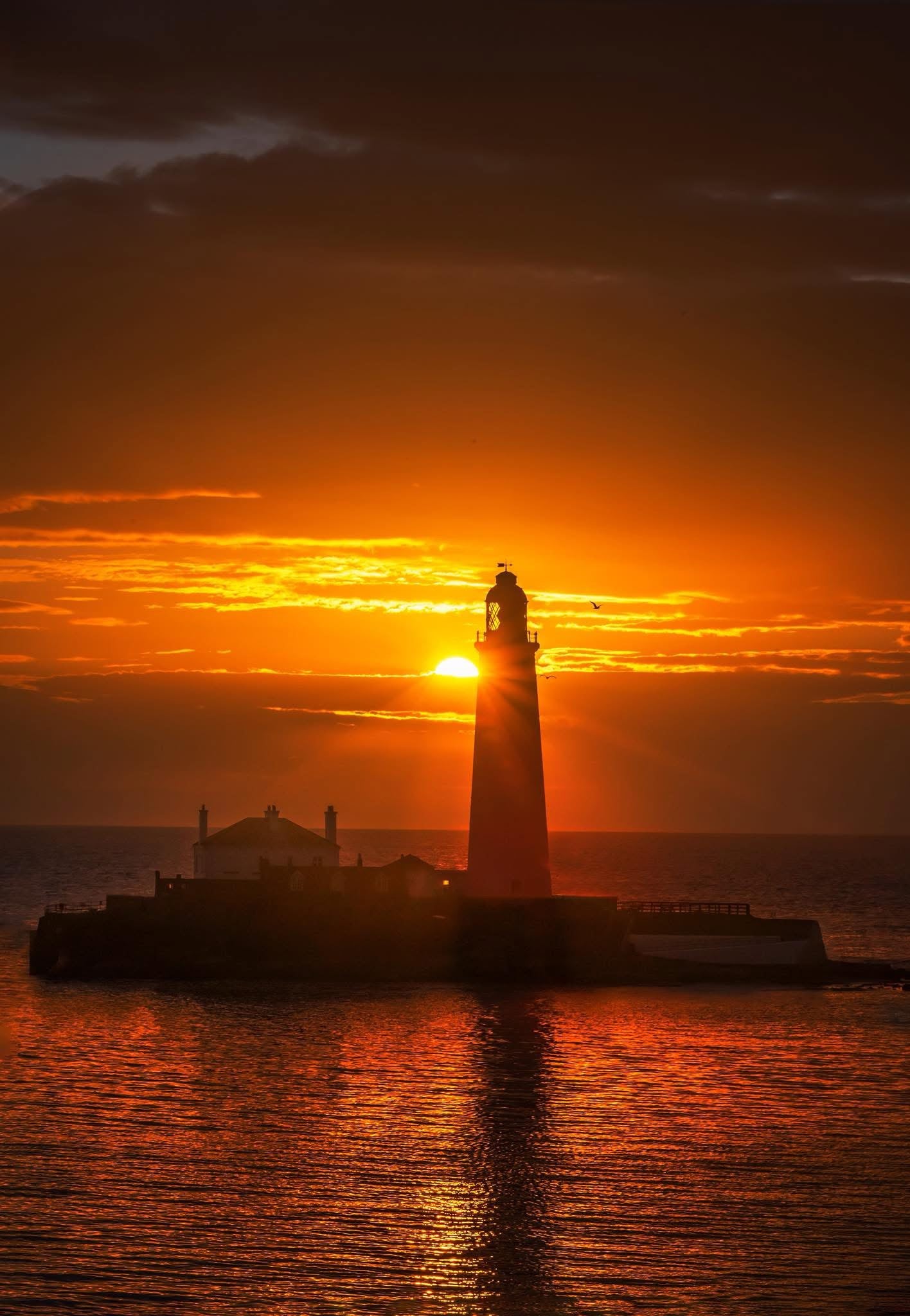 A golden sunrise by St. Mary’s Lighthouse.