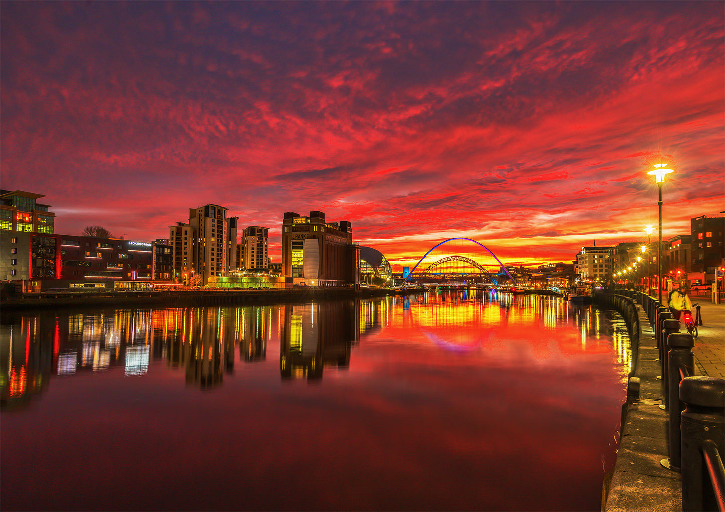 Incredible red lava sky over Newcastle.