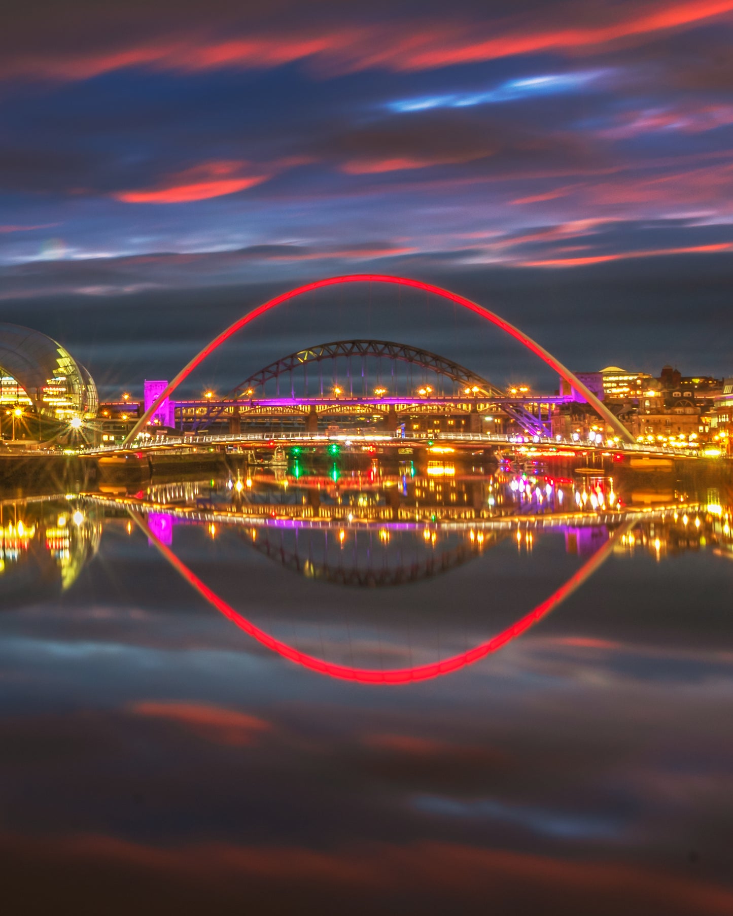 Perfect late evening reflections on Newcastle Quayside.