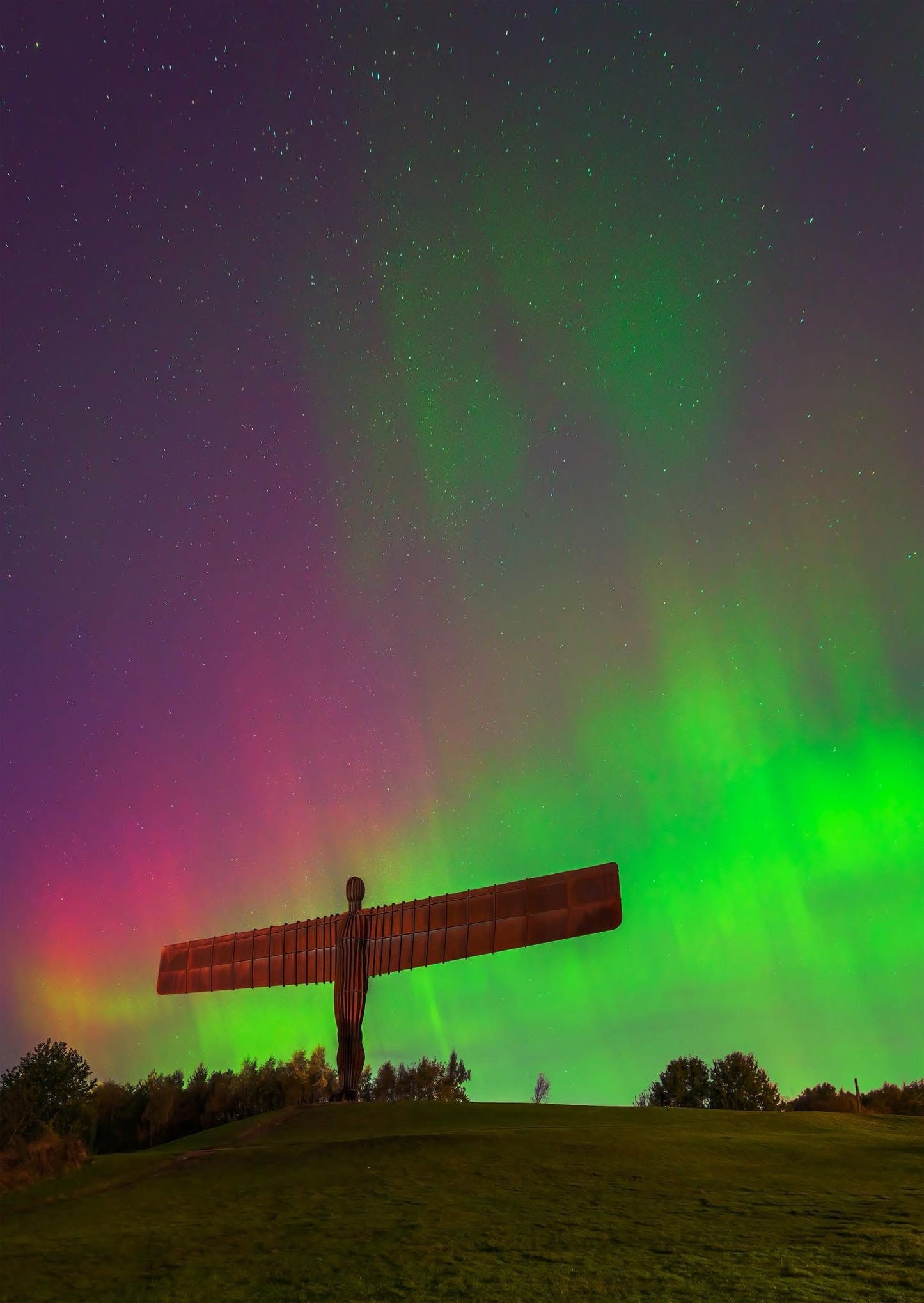 Epic Aurora over the Angel of the North.
