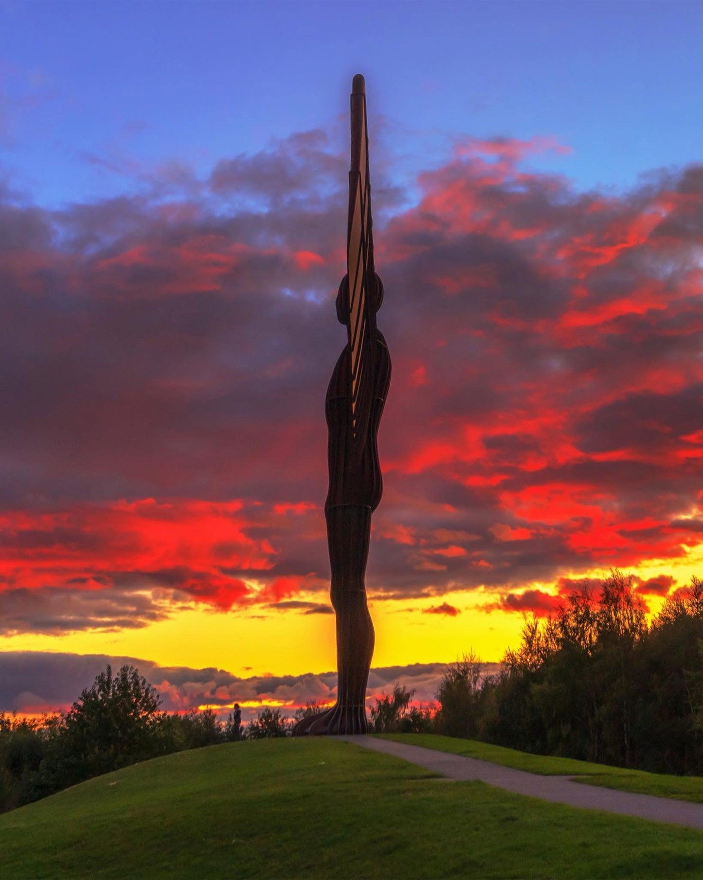 Beautiful sunset sky at the Angel of the North.