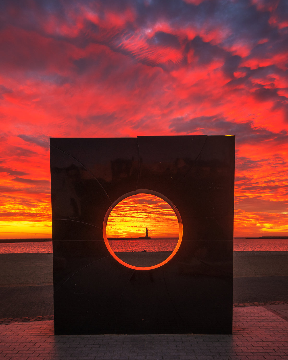 Amazing sunrise through the Roker Porthole.