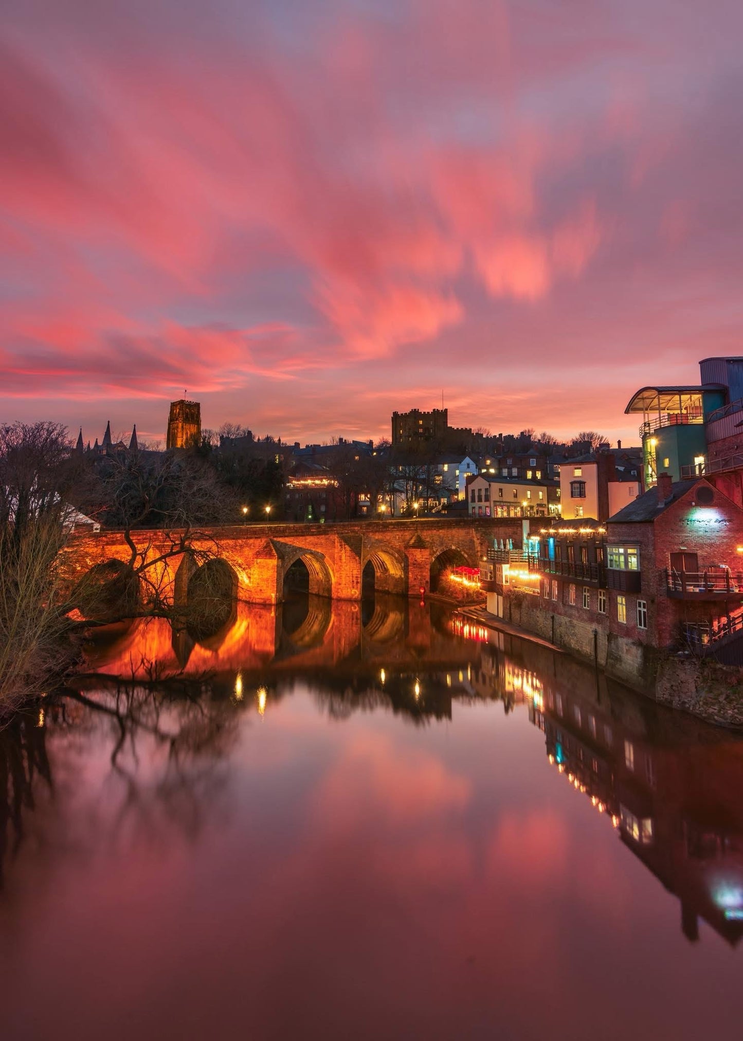 Beautiful pink skies over Durham