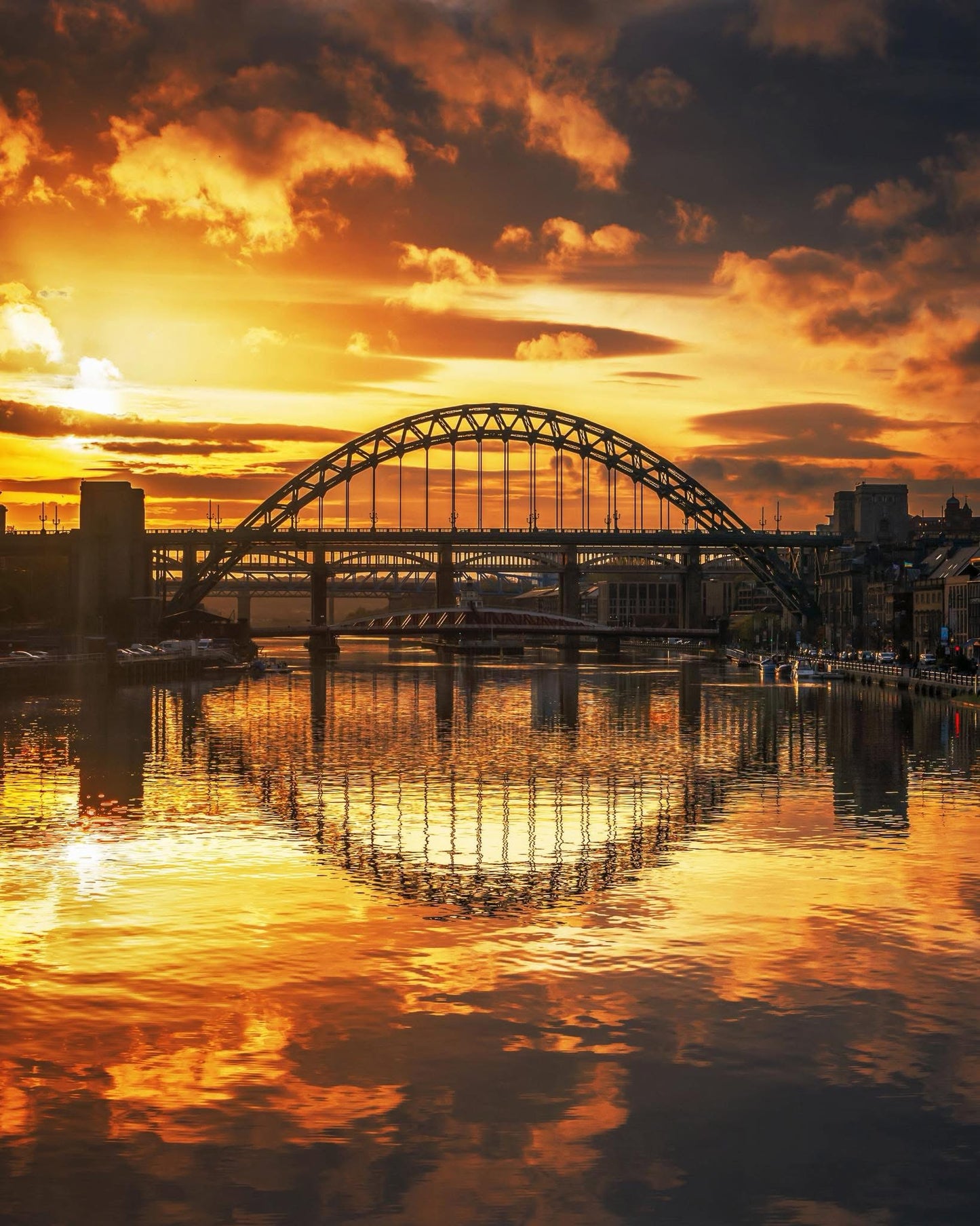 Reflections of a very dramatic sky over the Tyne.