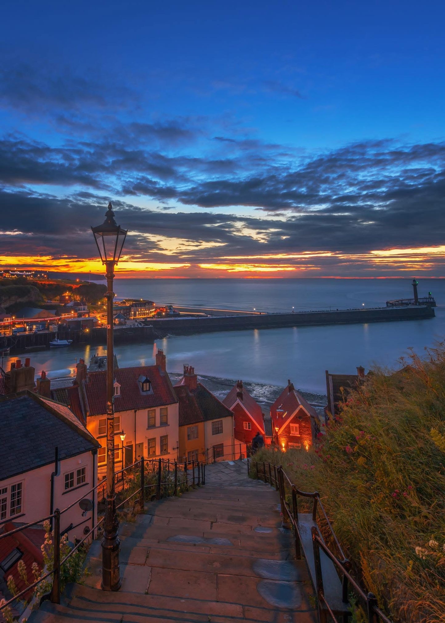 Whitby 199 steps in the blue hour.