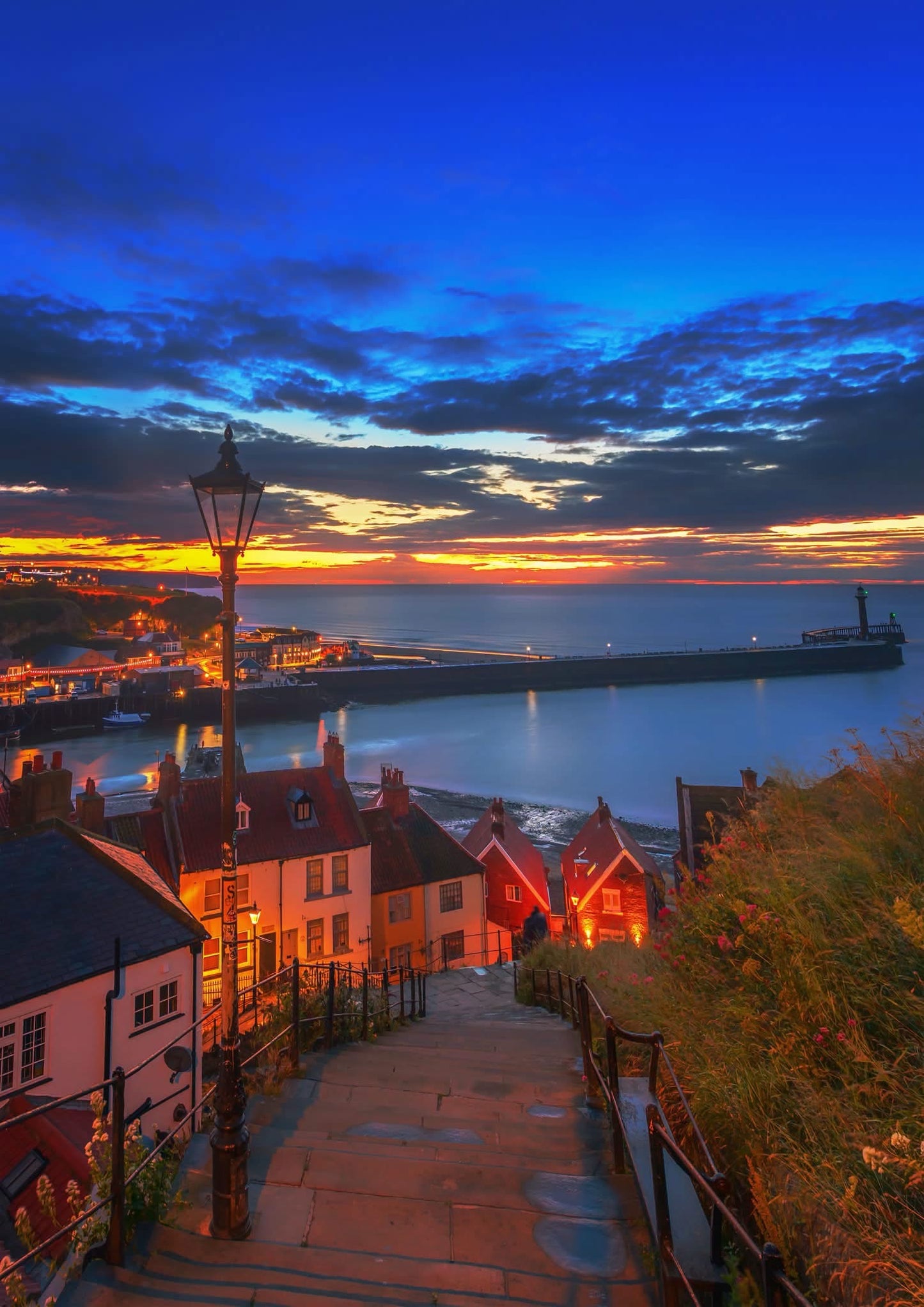 Whitby 199 steps in the blue hour.