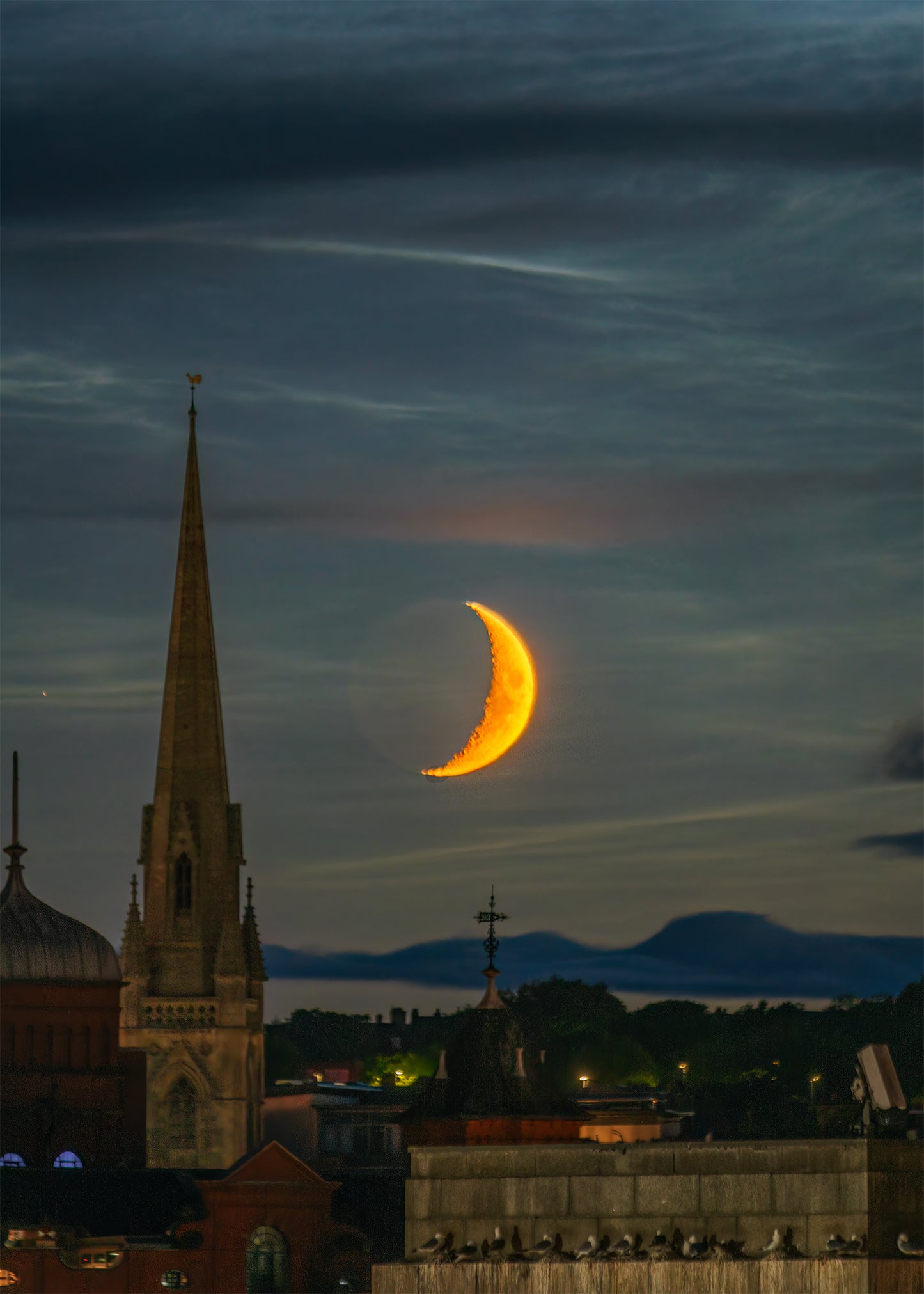 Crescent Moon by a Newcastle Church.