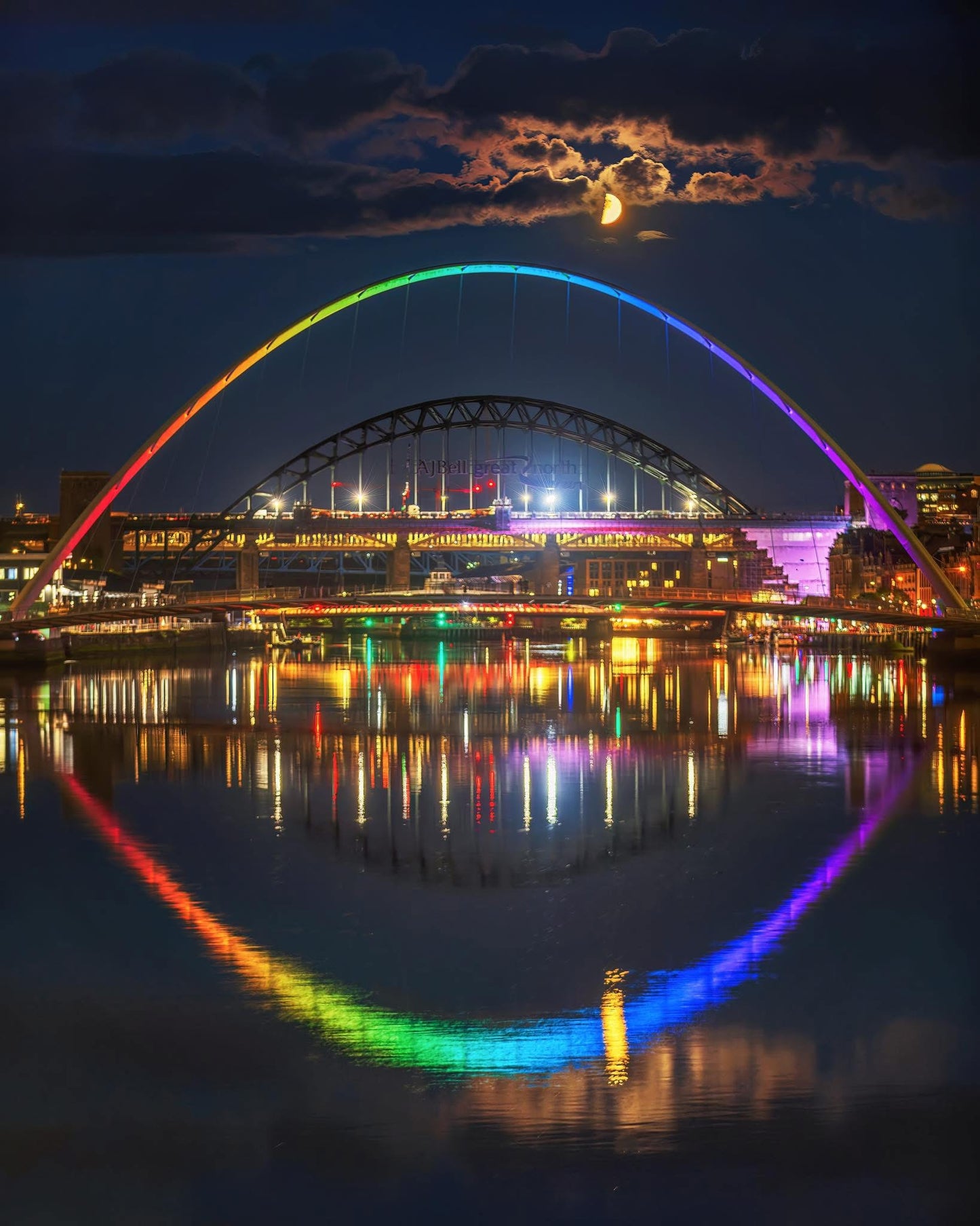 Two Bridges and a moon.
