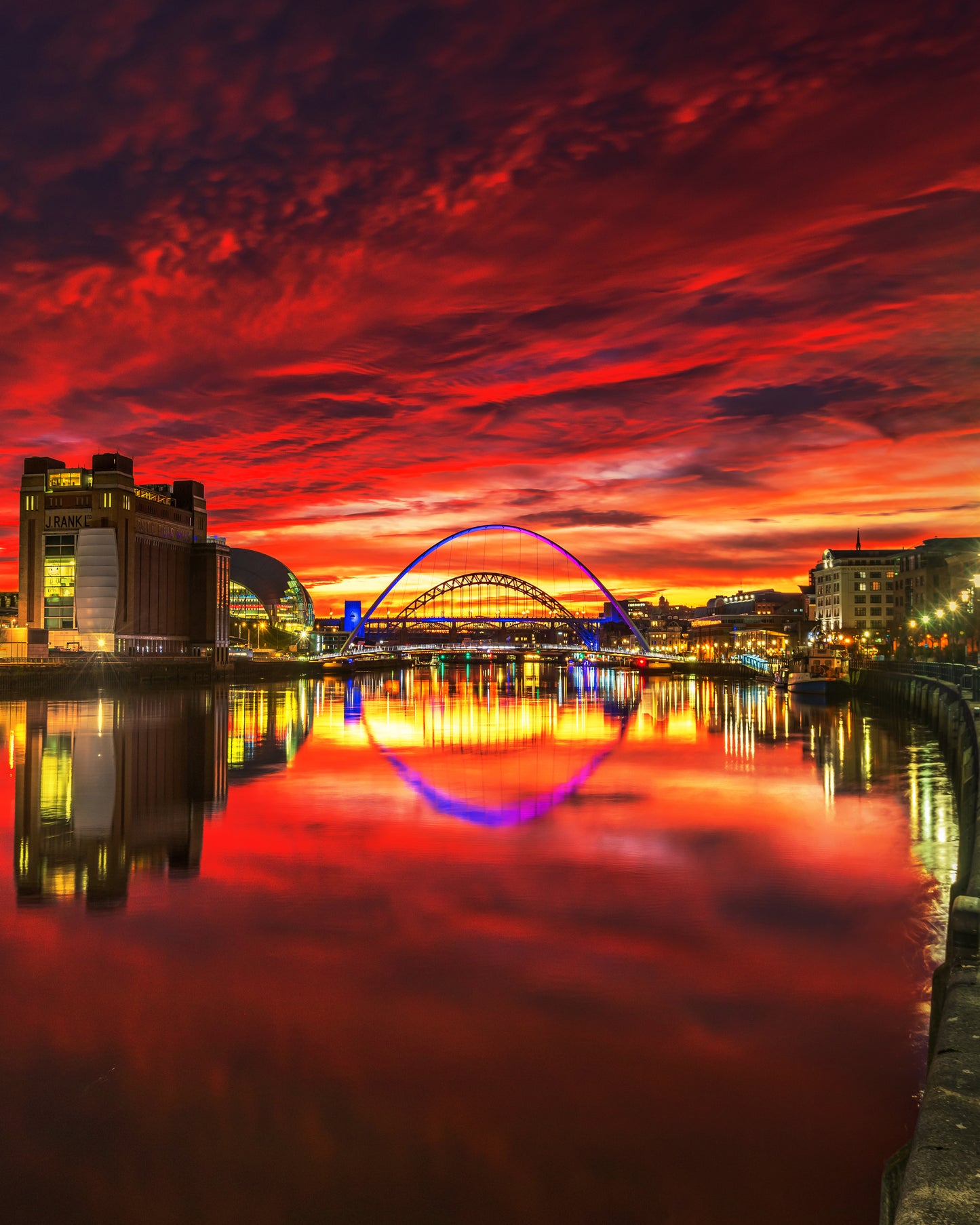 Incredible otherworldly sky on the quayside in Newcastle.