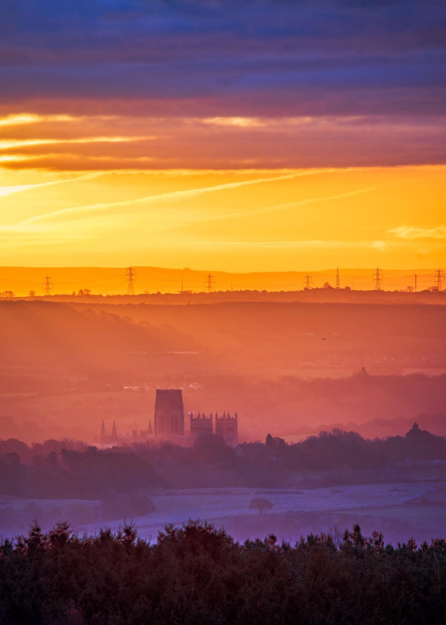 Sunrise colours over Durham Cathedral.