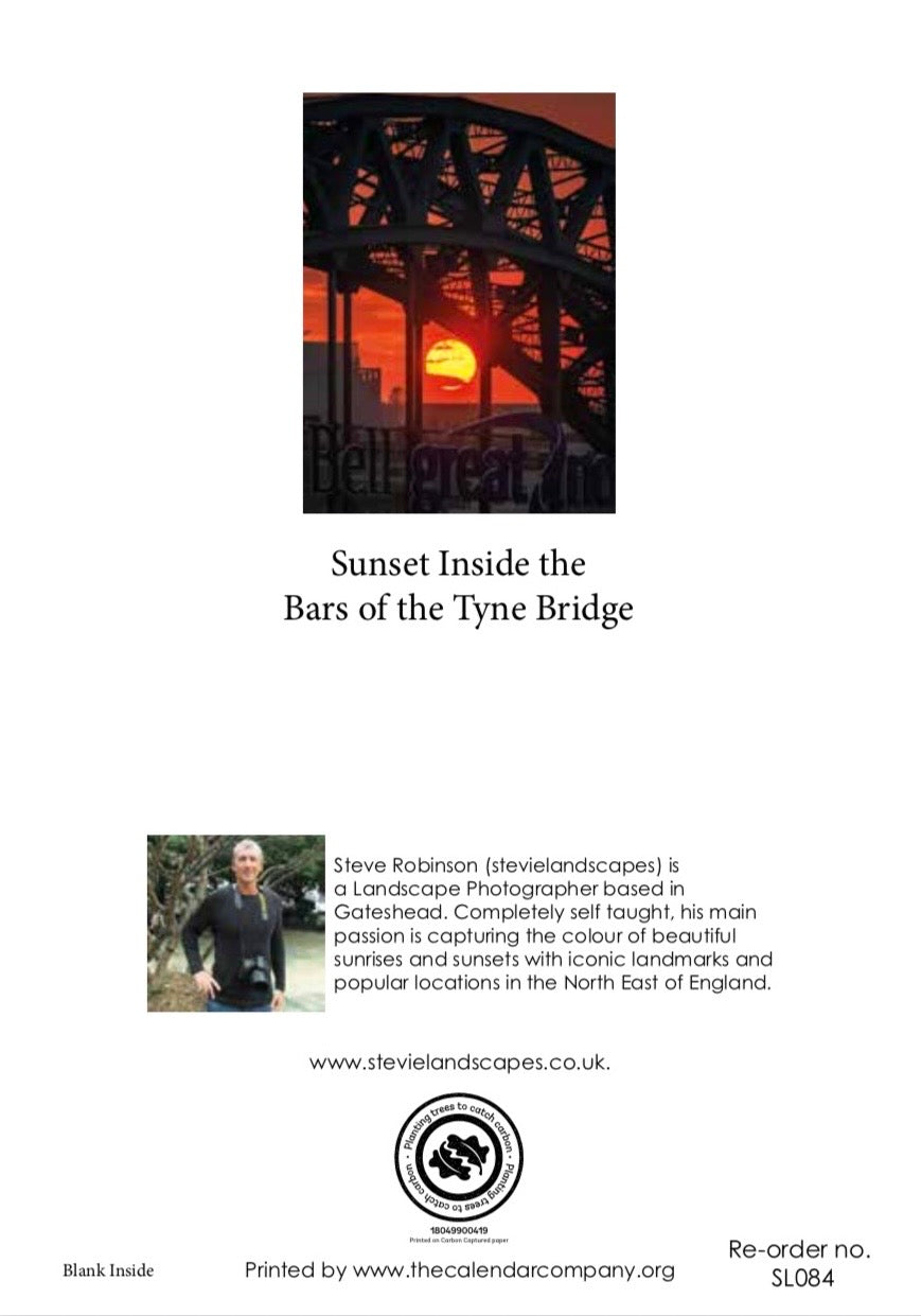 Sunset inside the bars of the Tyne bridge.