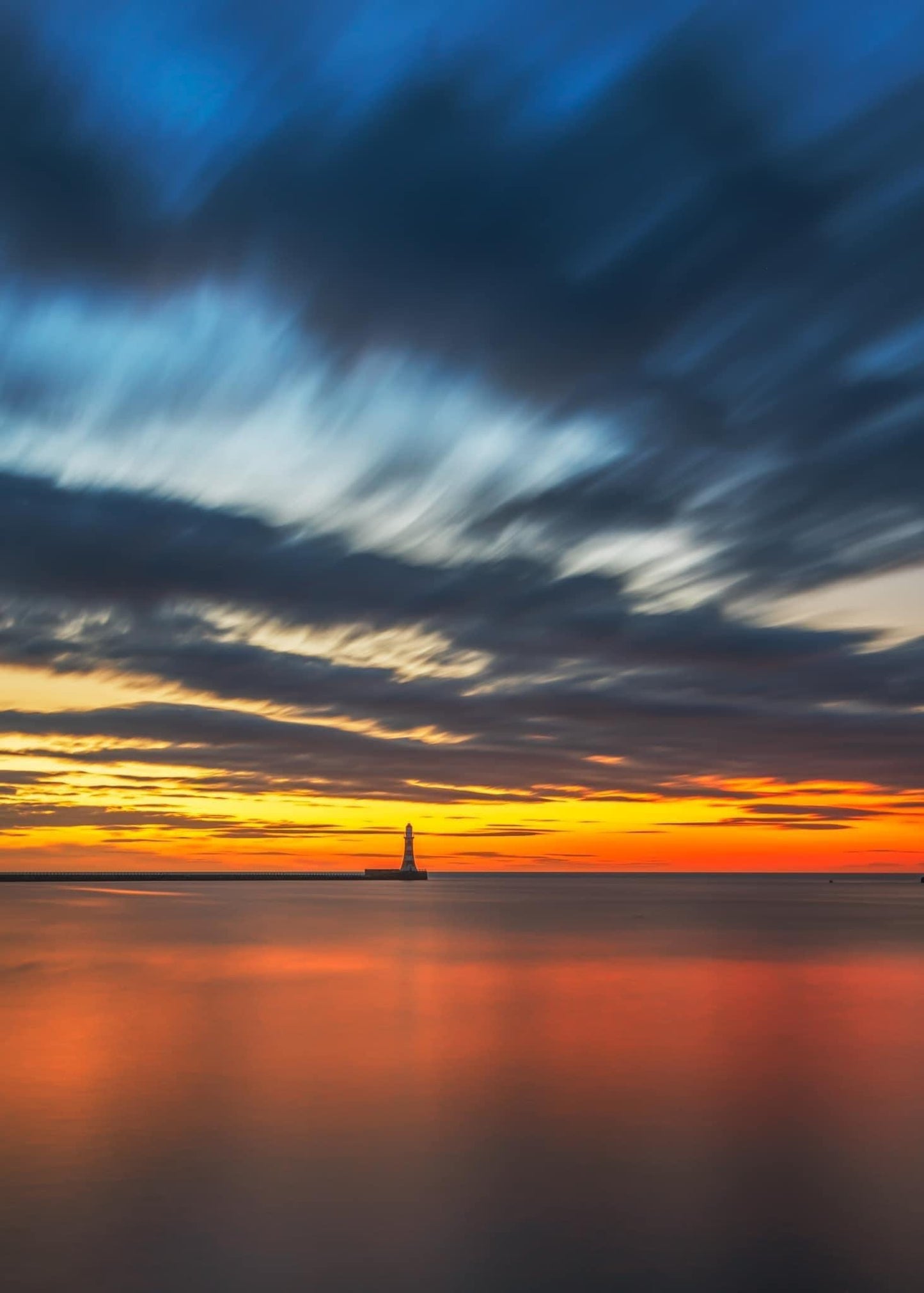 Long exposure of the early blue hour at Roker.