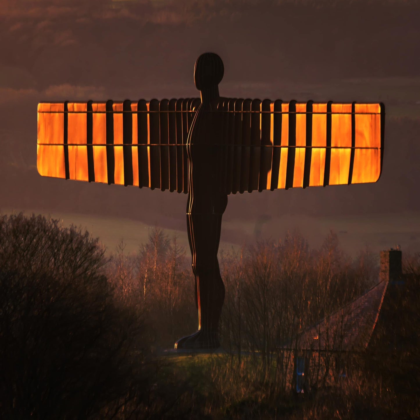 Glowing Angel of the North.