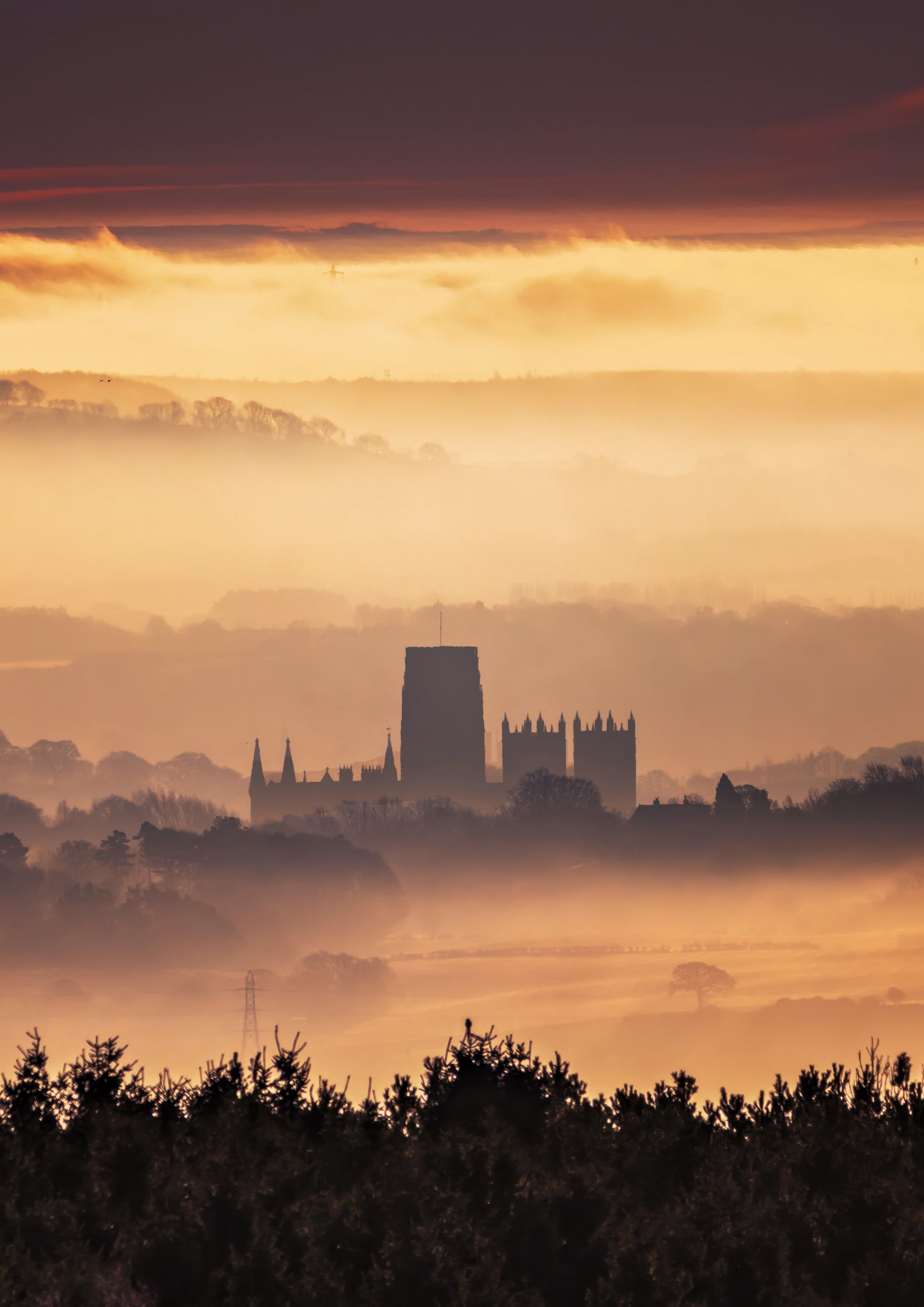 Durham Cathedral in the mist.