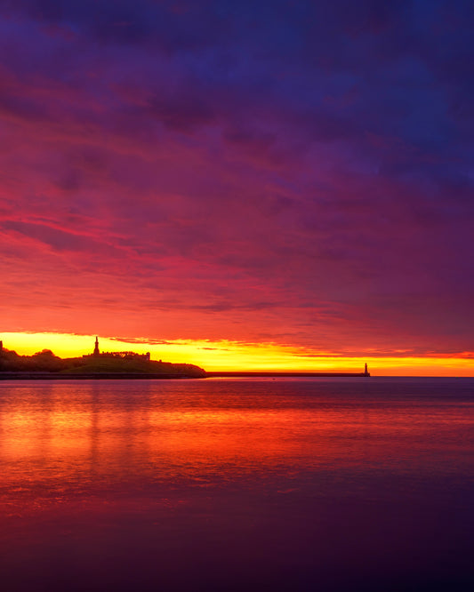 Vibrant sunrise at Tynemouth.