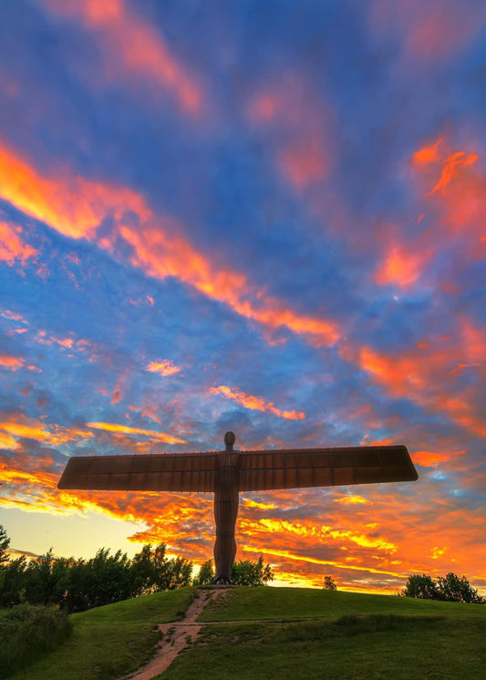 Striking sunset sky at the Angel of the North.