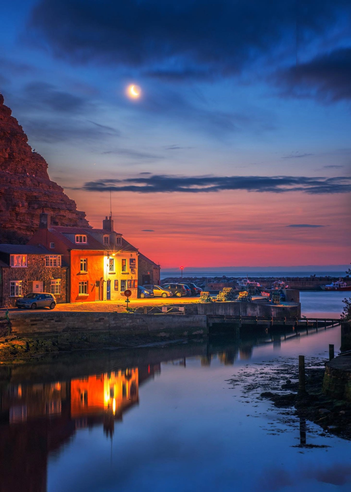 Staithes under the moonlight.