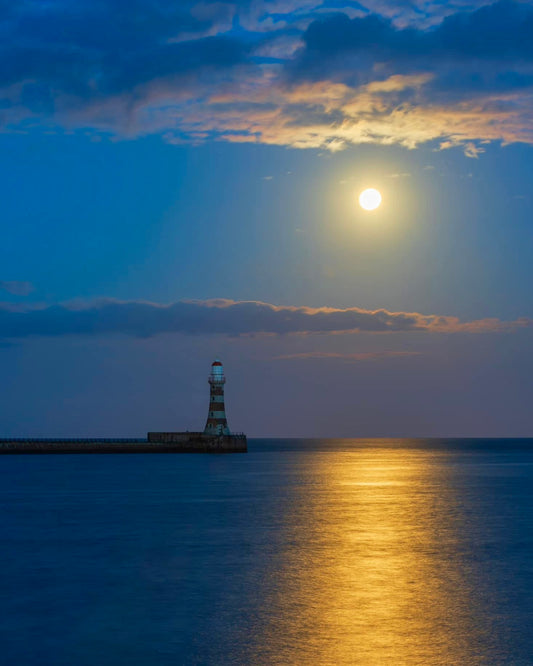 Moonlight tranquility at Roker Beach.