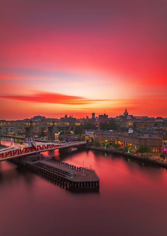 Smooth red sunset over Newcastle.