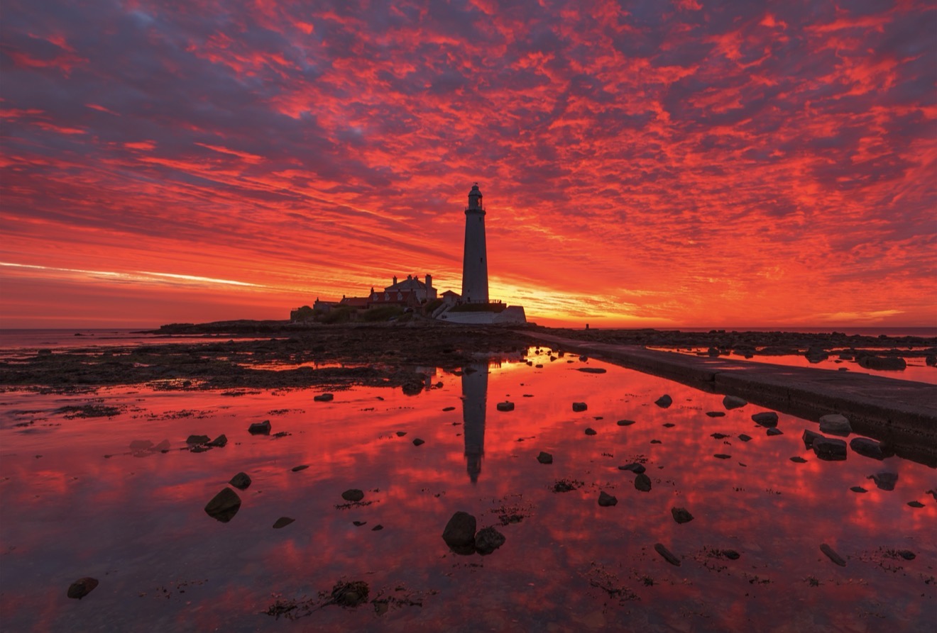 Extraordinary sunrise colours at St.Mary’s Lighthouse. Portrait