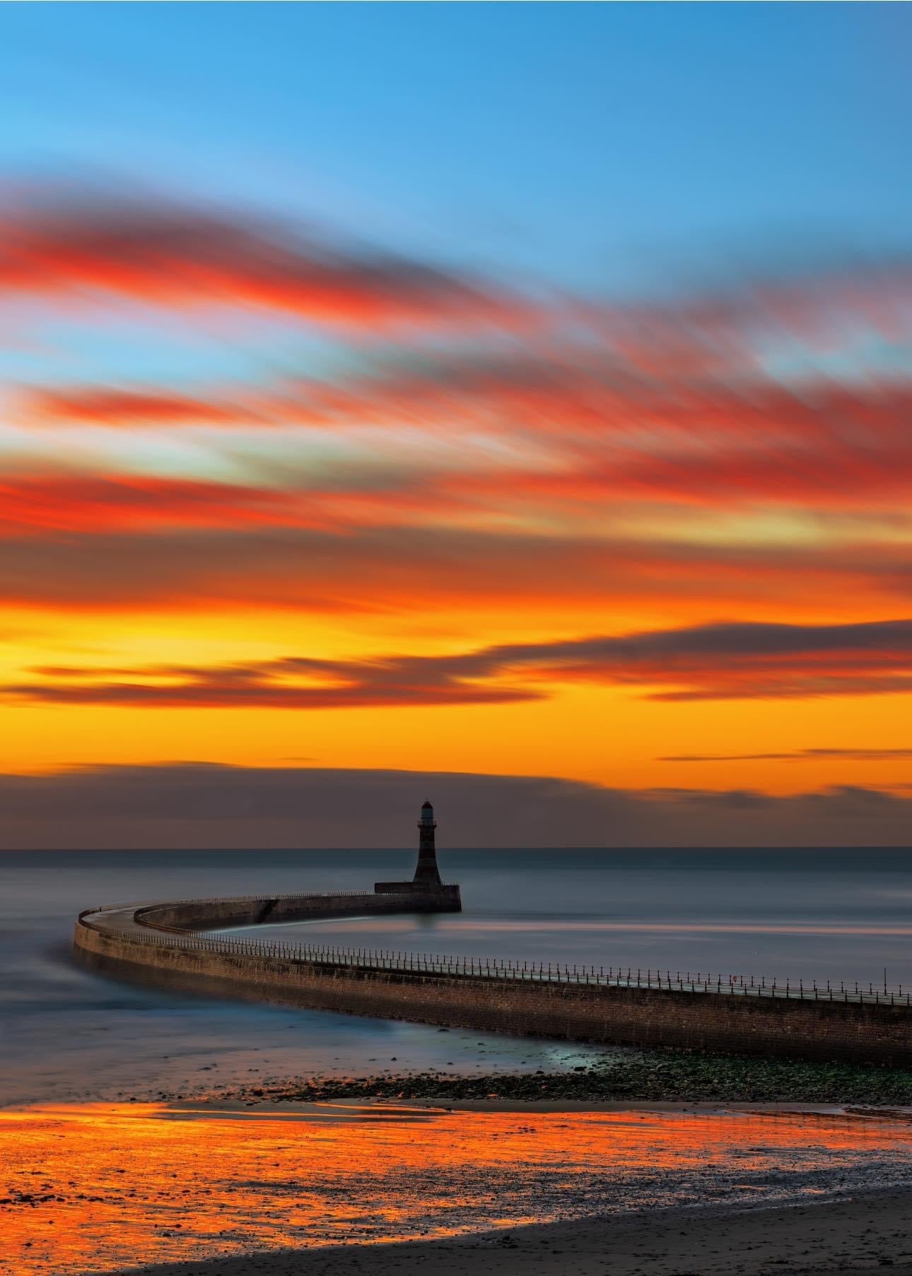 Roker Lighthouse during a beautiful sunrise.