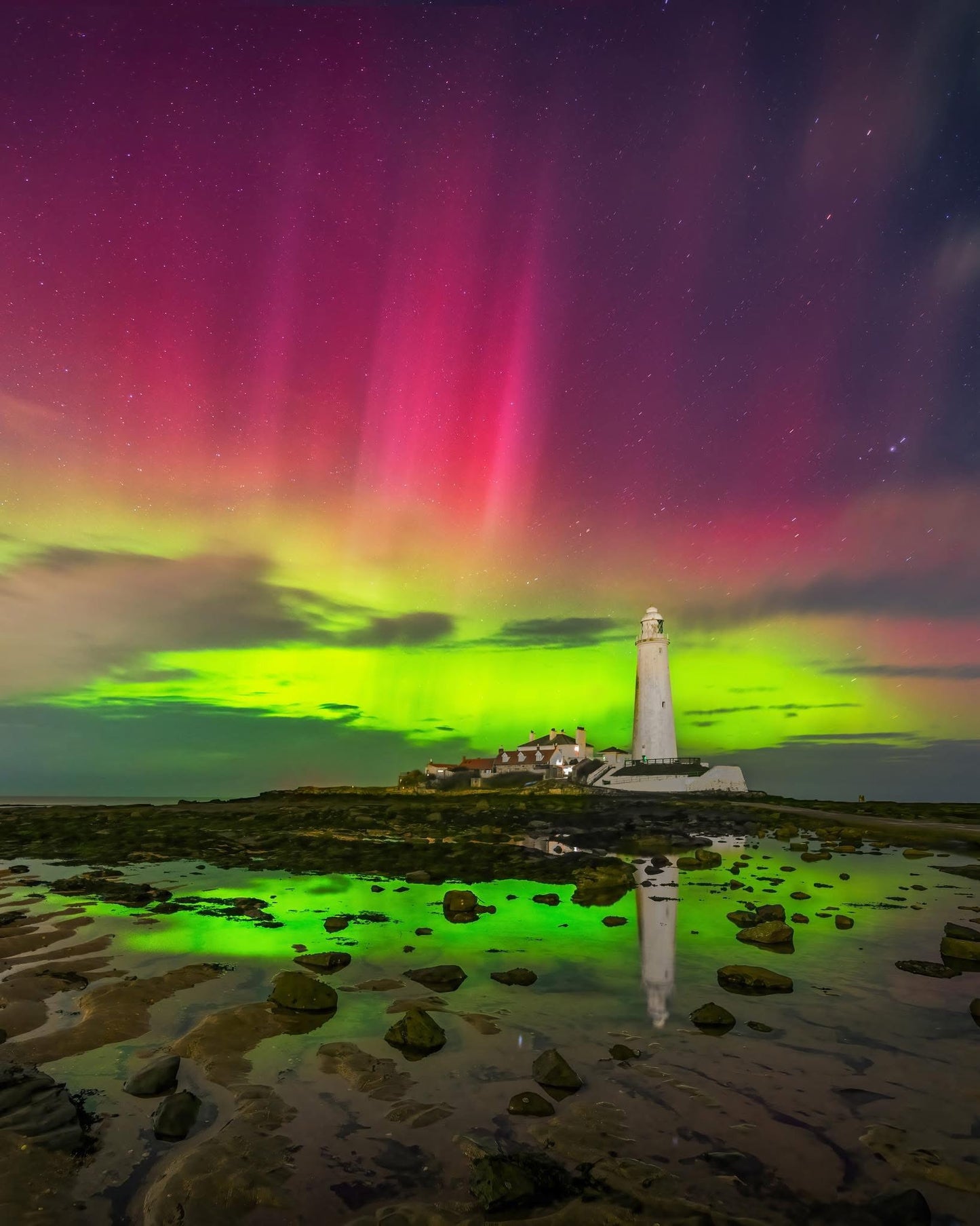 Beautiful Aurora at St. Mary's Lighthouse