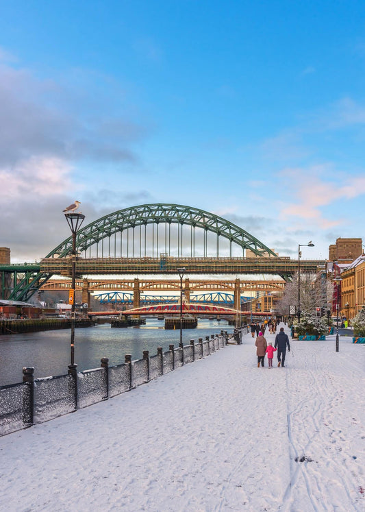 A snowy scene on Newcastle Quayside.