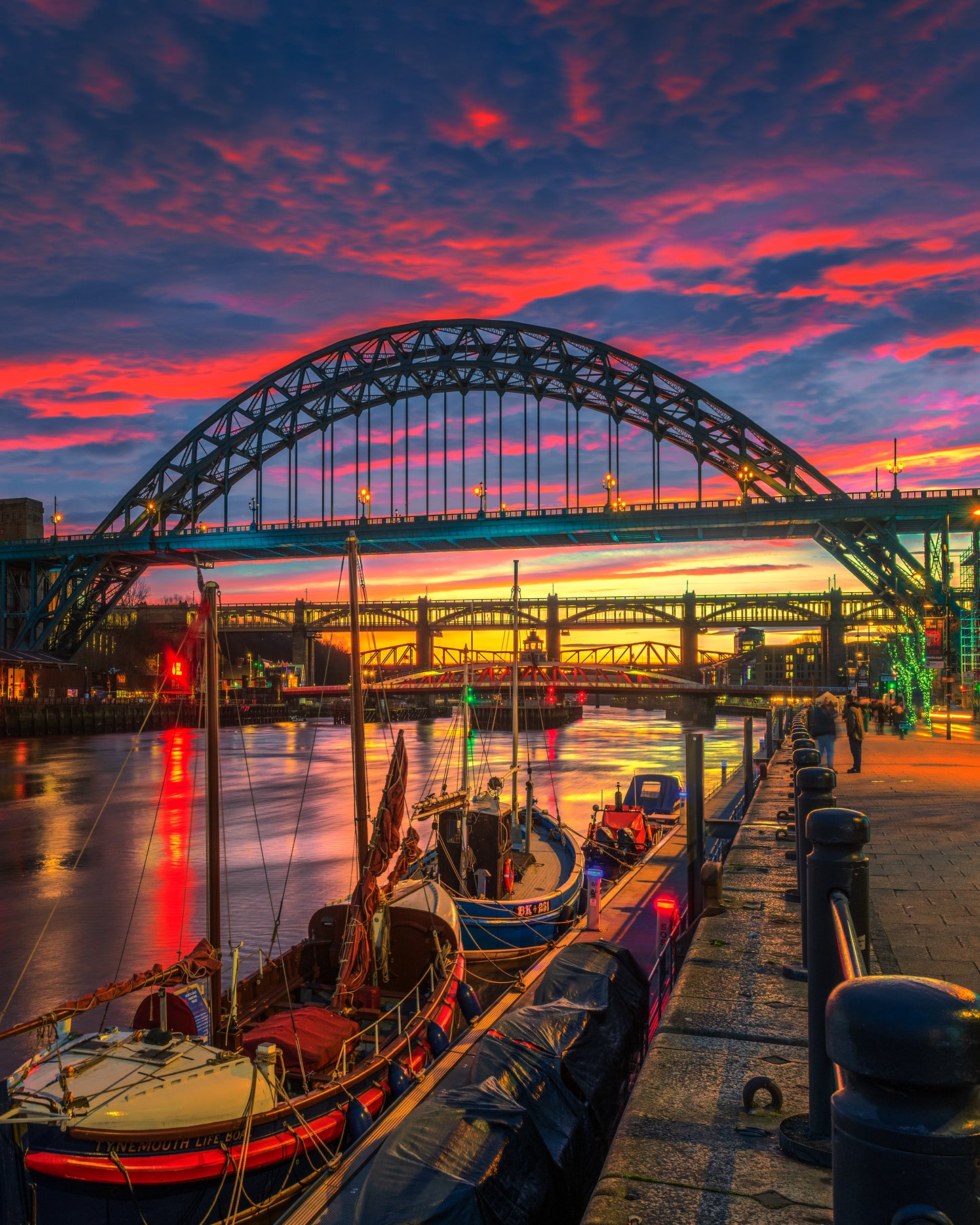 Boats, bridges and a beautiful sky.