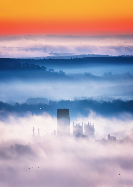 Durham Cathedral buried in the mist.