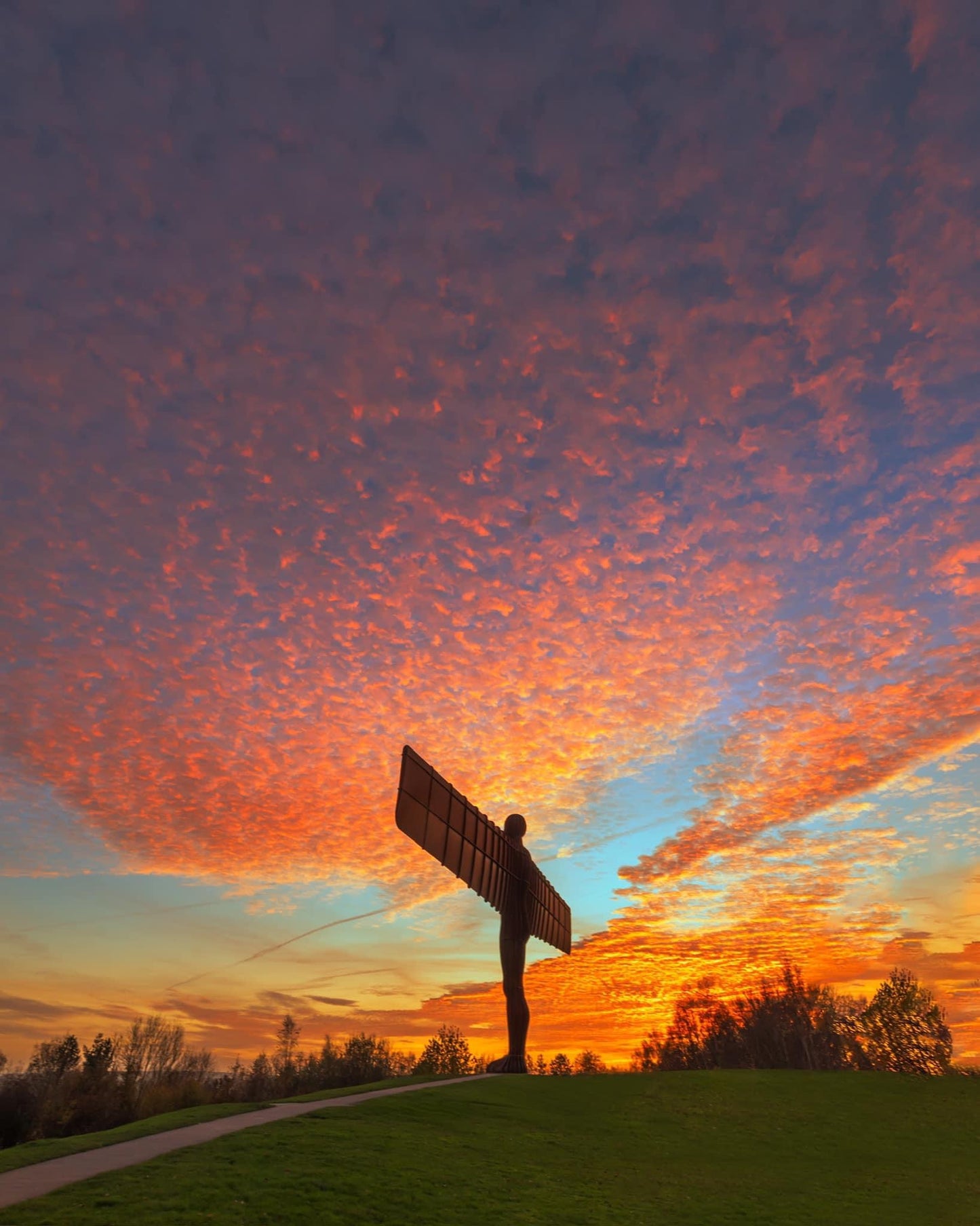 Orange Mackerel Sky at the Angel of the North.