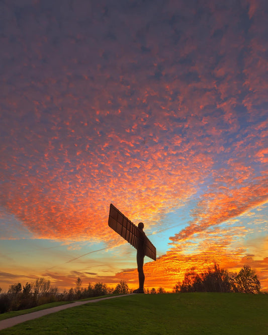 Orange Mackerel Sky at the Angel of the North.