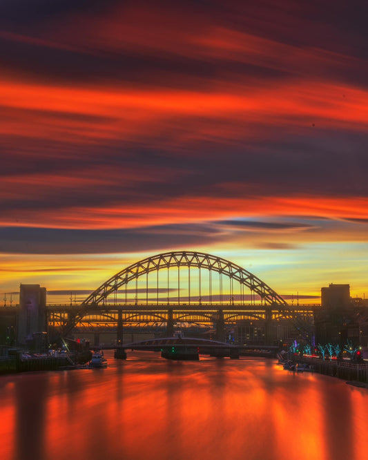 Vivid sunset colours over the Tyne.