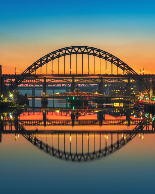 Tyne Bridge symmetry in the blue hour.