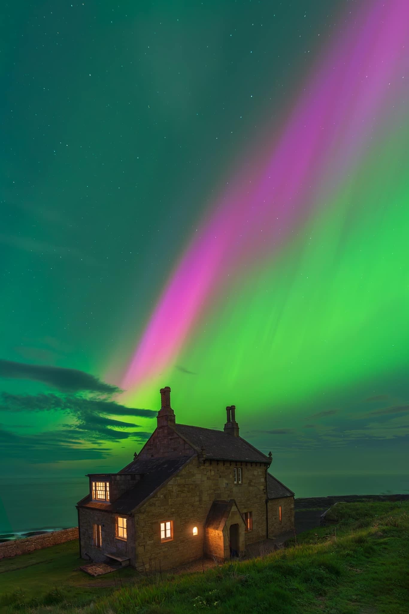 An Aurora STEVE over Howick Bathing House.